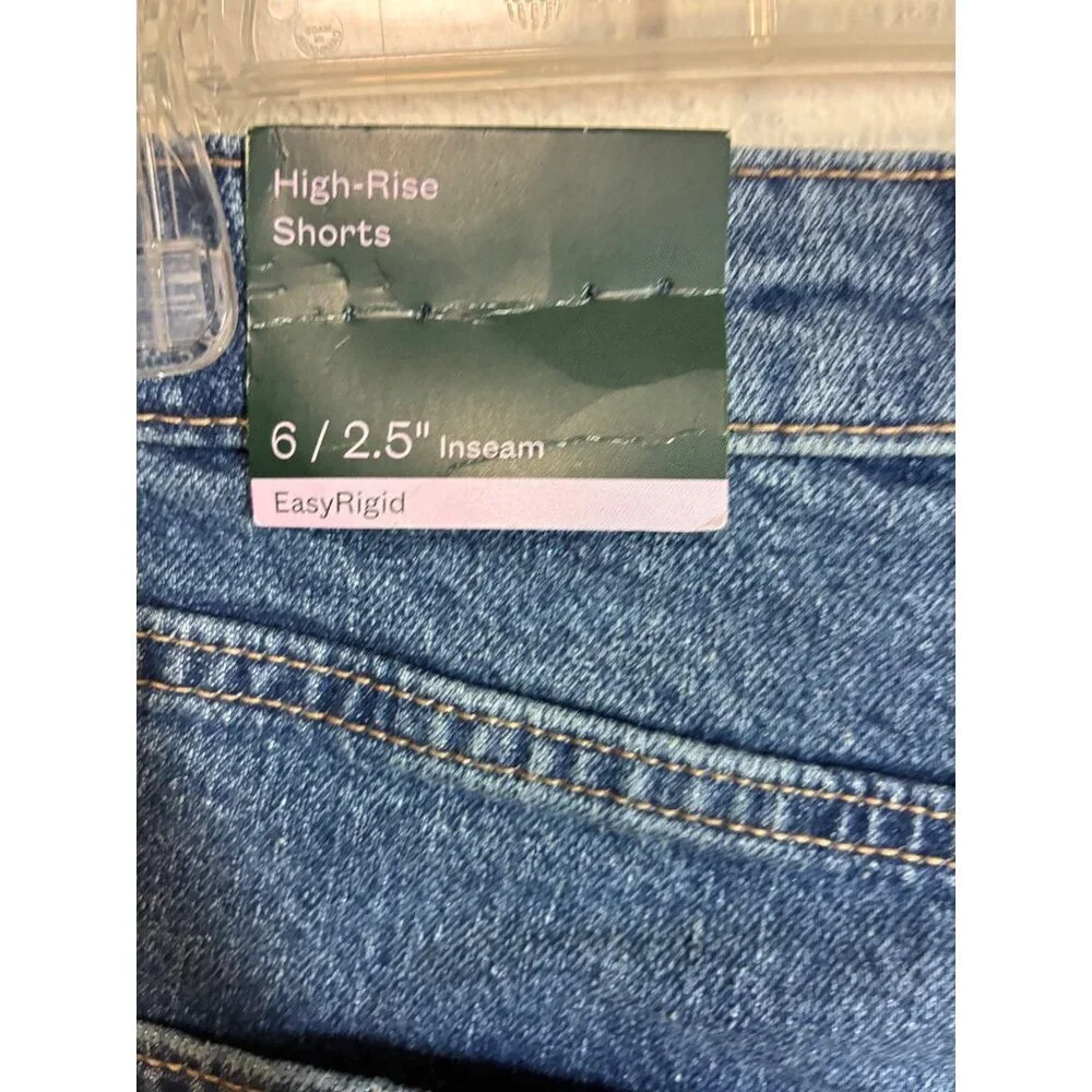 NWT Wild Fable High Rise Denim Blue Jean Shorts Distressed Cut Off Y2K Size 6 - Picture 4 of 7